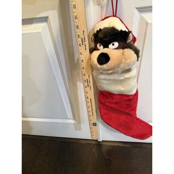 Looney Tunes Taz Plush Christmas Stocking Warner Bros Santa Hat VTG Holiday - Picture 3 of 4